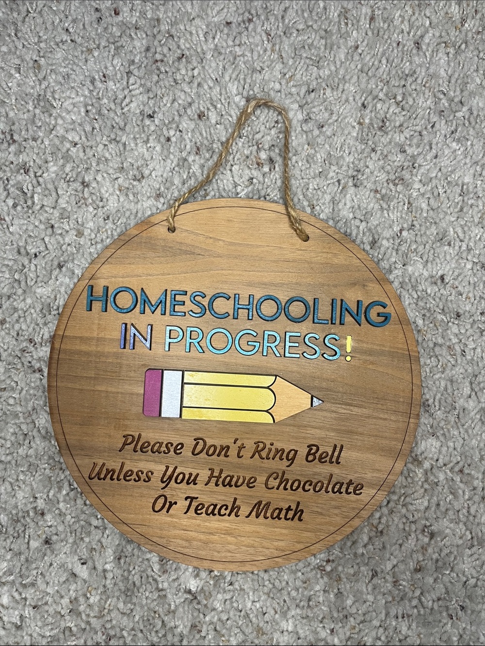 Homeschooling In Progress Wooden Door Hanger